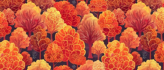 Canvas Print - A seamless pattern of autumn trees