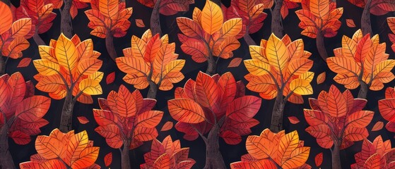 Canvas Print - A seamless pattern of autumn trees