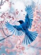 Whimsical Bird in Flight Over a Colorful Landscape Generative AI