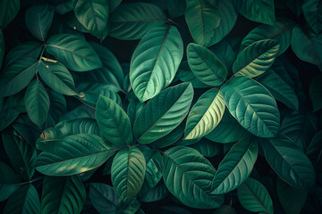 Wall Mural - Tropical leaves texture, Abstract nature leaf green texture background, picture can used wallpaper desktop