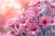 Ethereal Beautiful pink pastel flowers with flying petals. Blossom delicate spring composition. Generate ai