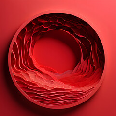 Wall Mural - Modern liquid red gradient circle layered papercut background stock illustration