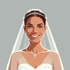 Poster - Beautiful smiling bride in a veil