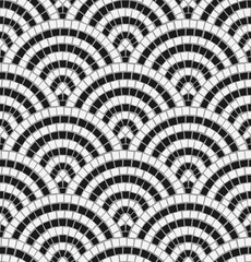 Wall Mural - Black and white mosaic arched seamless pattern