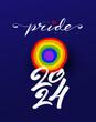 Happy pride day. 2024 Pride month celebration poster background. Celebration, commemoration of transgender pride, lesbian, gay, bisexual. Vector illustration design template. LGBT Pride Month. June.