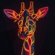 3D giraffe with neon glow.