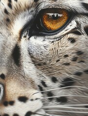 snow leopard eyes close up.