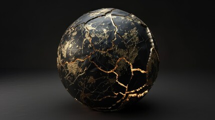 Wall Mural - a striking 3d rendering showcases abstract art featuring a damaged spherical celestial body resembli