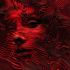 abstract red background with woman lines