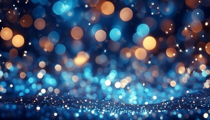 Sticker - abstract blue bokeh background christmas particles and sprinkles for holiday celebration perfect for christmas or new year