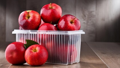 Sticker - red apples in packing tub