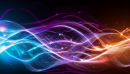 Wall Mural - abstract background with glowing lines and waves