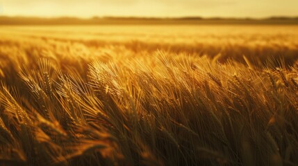 A vast expanse of golden wheat swaying in the breeze signaling a bountiful harvest The serene scene unfolds in slow motion evoking thoughts of agriculture global food scarcity challenges an