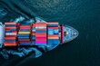 © Yeivaz - Aerial view of container cargo ship on the sea with shipping containers and logistics concept
