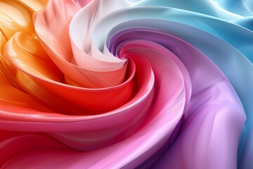 Wall Mural - the image presents a digital rendering of swirling silk textures in pastel colors, creating a feelin