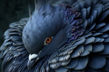 Sticker - Elegant Black feather pigeon fashion. Bird pen. Generate Ai