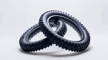 two new bicycle tires isolate on white background