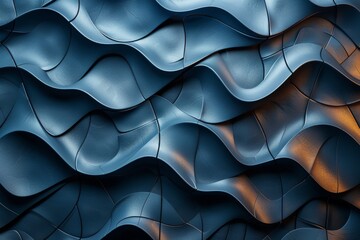 This image showcases a visually stunning abstract wavy design in a calming blue hue, resembling ocean waves or fluid motion