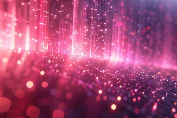 Canvas Print - a dynamic backdrop of pink and purple light streams and particles creating a vibrant futuristic sett