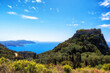 Die Festung Angelokastro in der wunderschönen Landschaft der griechischen Insel Korfu