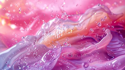 Wall Mural - abstract background with pink and blue water drops and rose petals