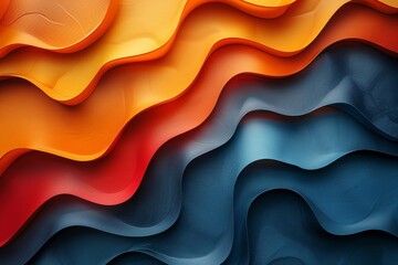 Wall Mural - this image features flowing abstract shapes with a smooth gradient from yellow to deep blue, resembl