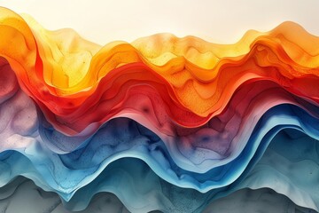 Wall Mural - this image showcases colorful, layered shapes with a transparent, flowing quality, evoking waves or 