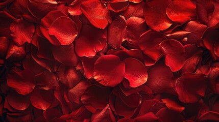 An enchanting perspective of vibrant red rose petals from above