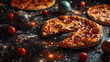 Frische Pizza auf dem Küchentisch / Pizza Poster / Leckere Pizza Wallpaper / Pizza Illustration / Ai-Ki generiert