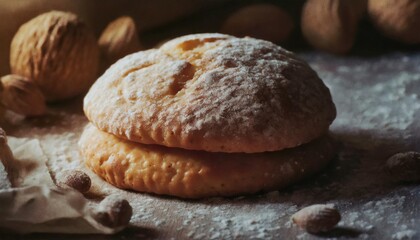 Wall Mural - baked biscuit on white