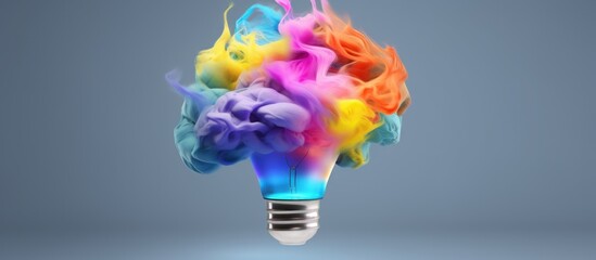 light bulb with colorful smoke creative concept