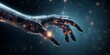 © design - New technology trends in 2024 concept. Initiative innovation and technology. Digital and technology transformation in business and industry. 3D rendering AI robot and human hand on digital background