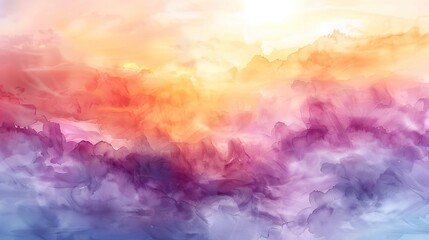 Wall Mural - abstract watercolor background sunset sky orange purple