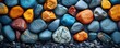 Vibrant Beach Stones Background Intricate Colorful Pebble Texture in K