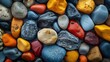 Vibrant Colored Beach Pebbles on White Background High K Texture