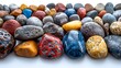 Vibrant River Stones in CloseUp A Colorful and Detailed K Background