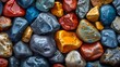 Vibrant K Textured Background of Colorful Small Stones and Pebbles