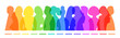 Abstract people silhouettes. Rainbow color persons vector illustration. Diverse human crowd. Community, society, different cultures population. Multicultural pride, International LGBT rights concept.