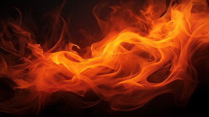 Leinwandbilder - Fiery blaze against the dark background, Intense flame on a black canvas