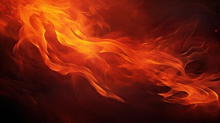 Leinwandbilder - Fiery blaze against the dark background, Intense flame on a black canvas