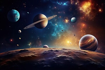 Aufkleber - A stunning space background featuring a colorful nebula and twinkling stars.