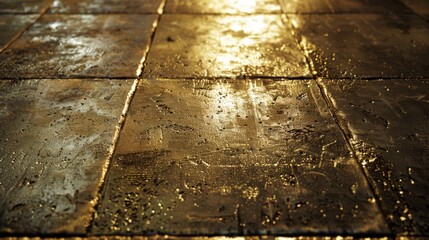 Poster - A close up of a shiny floor with some water on it, AI