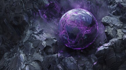 Wall Mural - a stunning 3d artwork depicts a shattered sphere resembling a damaged abstract planet earth or moon 