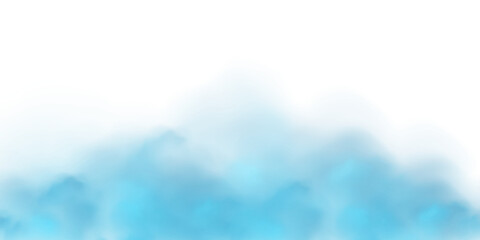 Wall Mural - Blue turquoise smoke on white background. Blue smoke border  on transparent background