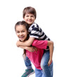 © New Africa - Happy brother and sister on white background