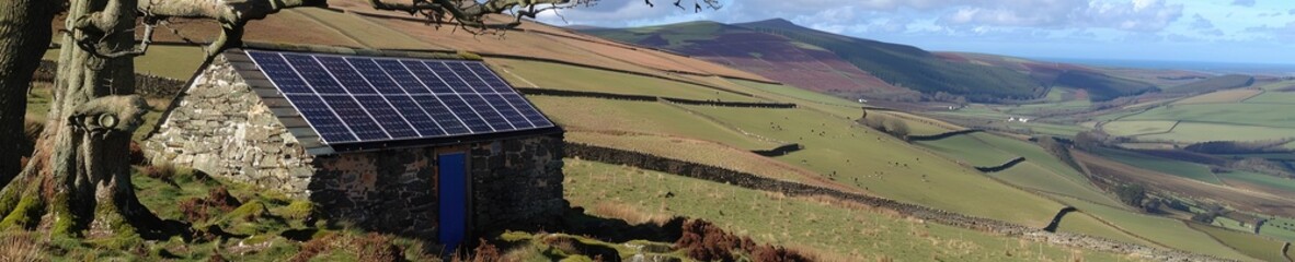 solar polycrystalline panel in the afternoon sunlight generating electrical power