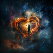 magic of the mind, Heart in space Colorful fractal background
