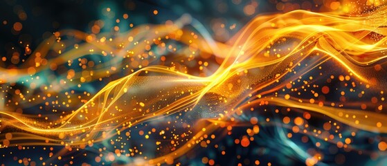Wall Mural - vibrant abstract gold technology, flowing lines and digital aesthetics