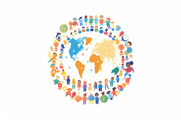  Decoration for a World Population Day greeting card, isolated on white.