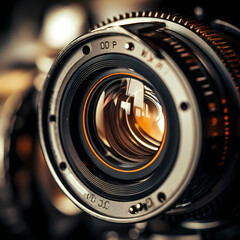 Poster - Macro shot of a camera lens capturing details.